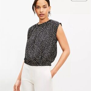 LOFT Cheetah Print Tie Back Bubble Hem Top